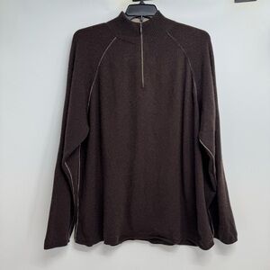 Brookmore Men’s XXL Brown 100% Cashmere Quarter Zip Sweater